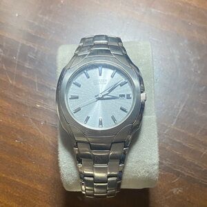 Vintage Citizen Eco-Drive Stainless Steel Day Date 38mm Mens Watch